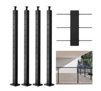 VEVOR Poteau de garde-corps à câble, 106,7x5x5 cm, poteau de rambarde 4 PCS poteaux de rail à trous horizontaux acier inoxydable, 13 trous pré-percés, support horizontal incurvé, 4JZLGZ106755EAEN9V0