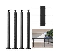 VEVOR Poteau de garde-corps à câble, 91,4x2,5x5 cm, poteau de rambarde 4PCS poteaux de rail à trous horizontaux acier inoxydable, 11 trous pré-percés, support horizontal incurvé, 4JZLGZHS9142C2KYMV0