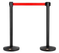 VEVOR Poteau de Guidage 2PCs 100 cm Barrière de Balisage pour Contrôle de Foules avec Ruban Rétractable de 330 cm pour Délimitation Séparation File d'Attente en Public École Théâtre Hôtel Exposition