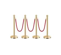 VEVOR Poteau de guidage, 4 pcs, barrière de balisage pour contrôle de foules, avec base creuse, 3 cordes velours rouge et poteaux dorés en acier inoxydable, pour file d'attente en public, hôtel, fête