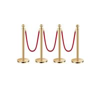 VEVOR Poteau de guidage barrière de sécurité 4 pcs dorés avec 3 cordes velours