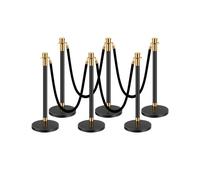 VEVOR Poteau de guidage barrière de sécurité 6 pcs noirs avec 4 cordes velours