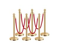 VEVOR Poteau de guidage barrière de sécurité 6 pcs dorés avec 4 cordes velours