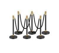 VEVOR Poteau de guidage, 6 pcs, barrière de balisage pour contrôle de foules, avec base creuse, 4 cordes en velours noir et poteaux noirs en acier inoxydable pour théâtre, mariage, fournitures de fête