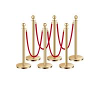 VEVOR Poteau de guidage, 6 pcs, barrière de balisage pour contrôle de foules, avec base creuse, 4 cordes velours rouge et poteaux dorés en acier inoxydable, pour file d'attente en public, hôtel, fête