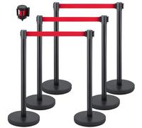 VEVOR Poteau de Guidage, 6 Pièces Poteaux de Séparation avec 2 m Ceinture Rétractable Rouge, Balisage Lourd Stable en Acier Inoxydable, Barrière de Passage pour Aéroport Banque Séparer des Personnes