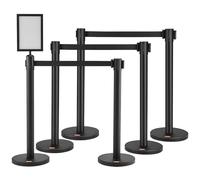 VEVOR Poteau de guidage 6 pcs 93 cm – 4 rubans rétractables 200 cm pour contrôle de foules