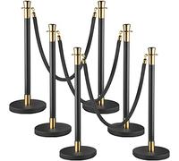 VEVOR Poteau de Guidage 6PCs, Barrière de Balisage pour Contrôle de Foules avec Corde en Velours Noir de 1,5 m, pour Délimitation Séparation File d'Attente en Public École Théâtre Hôtel Exposition
