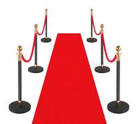 VEVOR Poteau de Guidage 6PCs, Potelet Guide-file avec 4 Cordes en Velours de 1,5 m et Tapis Rouge, pour Contrôle de Foules Théâtre Fête Mariage Exposition, Poteau de Balisage avec Base Creuse