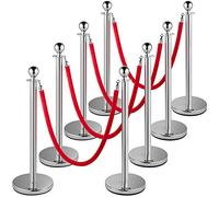 VEVOR Poteau de Guidage, 8 Pcs Poteaux d'Argent de Séparation avec 1,5 m Corde en Velour Rouge, Barrière Balisage Stable en Acier Inoxydable, pour Théâtre Hôtel Exposition Séparer Contrôler des Foules