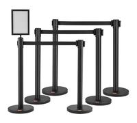 VEVOR Poteau de Guidage 8PCs 93 cm Barrière de Balisage pour Contrôle de Foules avec 4 Rubans Rétractables 200 cm pour Délimitation Séparation File d'Attente en Public École Théâtre Hôtel Exposition