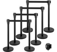 VEVOR Poteau de Guidage 8PCs, Barrière de Balisage pour Contrôle de Foules avec 2 Rubans Rétractables de 2 m pour Délimitation Séparation File d'Attente en Public École Théâtre Hôtel Exposition