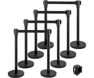 VEVOR Poteau de Guidage 8PCs, Barrière de Balisage pour Contrôle de Foules avec 2 Rubans Rétractables de 2 m pour Délimitation Séparation File d'Attente en Public École Théâtre Hôtel Exposition