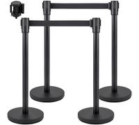 VEVOR Poteau de guidage barrière de balisage 4 pcs sangle 2 m noir pour théâtre