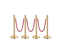 VEVOR Poteau de guidage barrière de sécurité 4 pcs dorés avec 3 cordes velours