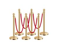 VEVOR Poteau de guidage barrière de sécurité 6 pcs dorés avec 4 cordes velours