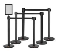VEVOR Poteau de guidage 6 pcs 93 cm – 4 rubans rétractables 200 cm pour contrôle de foules