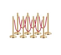 VEVOR Poteaux de guidage 8 pcs – 6 cordes velours rouges – poteaux inox dorés – base creuse