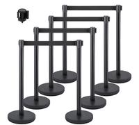VEVOR Poteau de Guidage Séparation Barrière 8 Pcs avec 2 m Ceinture Rétractable