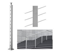 Poteau Garde-corps d'angle Câble-VEVOR-106,7x5x5 cm-12 Trous-Inclinés 30°-Acier Inoxydable SUS304-Support Horizontal,Incurvé-Argent