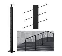VEVOR Poteau de rampe d'escalier à câble, 91,4x2,5x5 cm, poteau de garde-corps trous inclinés 30°, 10 trous pré-percés, poteau de rail acier inoxydable, support horizontal incurvé, 1JZLGZHS91424HS5GV0