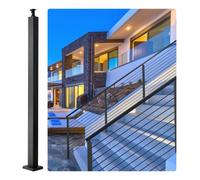 VEVOR Poteau de rampe d'escalier à câble, 91,4x5x5 cm, poteau de garde-corps de pont sans trous, poteau de main courante d'escalier en acier inoxydable SUS304 avec support horizontal et incurvé, noir