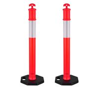 VEVOR Poteau de Signalisation 2PCs 114 cm, Balise de Délimitation avec Base Lestée et Bandes Réfléchissantes, Délinéateur de Circulation pour Contrôle des Foules, Chantier Stationnement, Rouge