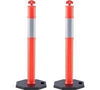 VEVOR Poteau de Signalisation 2PCs Poteau de Délimitation sur Socle en Caoutchouc Cône de Signalisation avec Bande Réfléchissante pour Contrôle de Circulation Foule Chantier Parking Orange et Argenté
