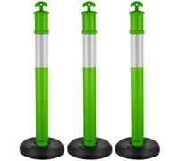 VEVOR Poteau de signalisation 3 pièces 114 cm – Base remplissable, bandes réfléchissantes, vert