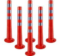 VEVOR Poteau de Signalisation 6PCs, Poteau de Délimitation 75 cm de Haut, Cône de Signalisation en PU avec Base et Bandes Réfléchissantes, pour Contrôle de Circulation Chantier Parking, Orange