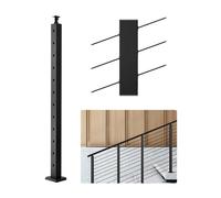 VEVOR Poteau Garde Corps, 1067x25,4x50,8 mm, Poteau Rampe d'Escalier à Câble, avec Trous Pré-percés 30°, Support Horizontal et Incurvé, pour Main Courante, Balustrades, Noir, 1JZLGZXHS106VRA3X001V0