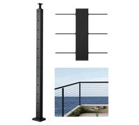 VEVOR Poteau Garde Corps, 1067x25,4x50,8 mm, Poteau Rampe d'Escalier à Câble avec Trous Pré-percés en L, Support Horizontal et Incurvé, pour Main Courante, Balustrades, Noir, 1JZLGZXHS10607YXO001V0