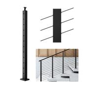 VEVOR Poteau Garde Corps, 1067x50,8x50,8 mm, Poteau Rampe d'Escalier à Câble, avec Trous Pré-percés 30°, Support Horizontal et Incurvé, pour Main Courante, Balustrades, Noir, 1JZLGZXHS106W3XAA001V0