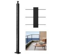 VEVOR Poteau Garde Corps, 1067x50,8x50,8 mm, Poteau Rampe d'Escalier à Câble, Trous Horizontaux Pré-percés, Support Horizontal et Incurvé, pour Main Courante, Balustrade, Noir, 1JZLGZXHS106AWJO6001V0