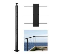 VEVOR Poteau Garde Corps, 914 x 25,4 x 50,8 mm, Poteau Rampe d'Escalier à Câble avec Trous Pré-percés L, Support Horizontal et Incurvé, pour Main Courante, Balustrades, Noir, 1JZLGZXHS914IVCFL001V0