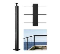 VEVOR Poteau Garde Corps, 914 x 50,8 x 50,8 mm, Poteau Rampe d'Escalier à Câble avec Trous Pré-percés L, Support Horizontal et Incurvé, pour Main Courante, Balustrades, Noir, 1JZLGZXHS914ZPBNY001V0