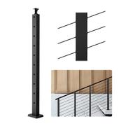 VEVOR Poteau Garde Corps, 914x25,4x50,8 mm, Poteau Rampe d'Escalier Câble avec Trous Pré-percés 30°, Inox, Support Horizontal et Incurvé, pour Main Courante, Balustrades, Noir, 1JZLGZXHS91402OS1001V0