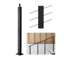 VEVOR Poteau Garde Corps, 914x50,8x50,8 mm, Poteau de Rampe d'Escalier à Câble, avec Trous Pré-percés 30°, Support Horizontal et Incurvé, pour Main Courante, Balustrades, Noir, 1JZLGZXHS914YIVIS001V0