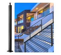 VEVOR Poteau Garde Corps Câble 106,7x5x5 cm Poteau Rampe d'Escalier Acier Inoxydable Poteau Balustrade Colonne Tige Main Courante Avec support de montage pour Jardin Terrasse Extérieur Intérieur Noir
