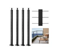 VEVOR Poteau Garde Corps, Lot de 4, Poteau Rampe d'Escalier à Câble 1067x25,4x50,8 mm Trou Horizontal Pré-percé Support Horizontal Incurvé, pour Main Courante, Balustrade, Noir, 4JZLGZXHS106REP67001V0