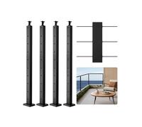 VEVOR Poteau Garde Corps, Lot de 4, Poteau Rampe d'Escalier Câble 914x25,4x50,8 mm Trous Horizontaux Pré-percés Support Horizontal Incurvé, pour Main Courante, Balustrade, Noir, 4JZLGZXHS914UUOI6001V0