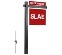 VEVOR Poteau pour Panneau Immobilier, Hauteur 1845 mm, Support de Signalisation en PVC pour Maison, Jardin, Extérieur, avec Bras de 915 mm pour Panneaux jusqu'à 610 mm, Noir (Panneau Non Inclus)