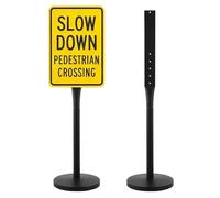 VEVOR Poteau pour Panneau Portable, Lot de 2, Support de Signalisation en Métal avec Base en Fonte Robuste, pour Parking, Avertissement, Avis, Usage Intérieur et Extérieur, Noir (Sans Panneau)