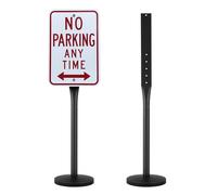 VEVOR Poteau sur Socle Support Panneau de Signalisation en Fonte, Ensemble de Poteau et de Base pour Panneau de Signalisation 123,5 cm de Long, Support Porte-Affiche pour Sécurité Routière, Noir