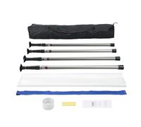 VEVOR Poteaux de barrière anti-poussière de 3,7 m, système de barrière anti-poussière avec 4 poteaux télescopiques, fermeture éclair magnétique, sac de transport et film plastique de 10 x 4 m, pour