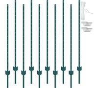VEVOR Poteaux en T de 5ft, set de 10, poteaux de clôture de jardin durables en acier, idéal pour les cours, les fermes et les clôtures extérieures, vert