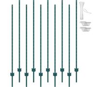 VEVOR Lot de 10 Poteaux de Clôture Métal Piquets Robustes Jardin 182,88 cm Vert