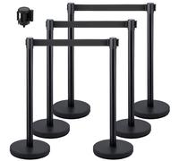 VEVOR Poteaux pour barrières de contrôle de foule, pack de 6 barrières de contrôle de foule avec 3 sangles rétractables de 6,5 pieds, poteaux pour barrières de contrôle de foule, montage facile