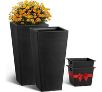 VEVOR Pots de fleurs, set de 2, Grand pot de plantes 570mm, Design moderne, Pot de plantes, pour véranda, terrasse, extérieur, intérieur, Noir