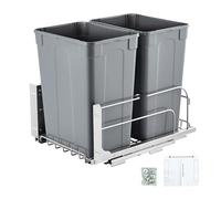 VEVOR Poubelle Coulissante sous Évier et sous Plan 2x32,8 L, Collecteur de Déchets avec Système Coulissant en Métal à Fermeture Douce, Système de Tri Sélectif Placard Meuble Bas, Cuisine, Gris